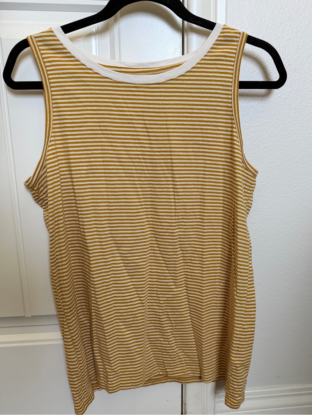 Pact Yellow and White Striped Tank Top